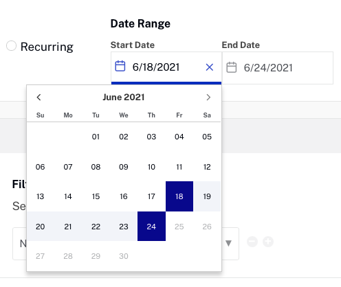 sélecteur de dates